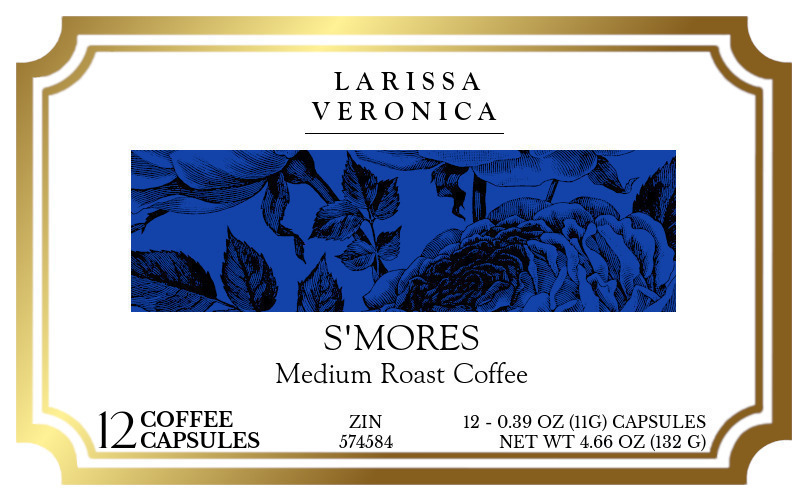 S'mores Medium Roast Coffee <BR>(Single Serve K-Cup Pods) - Label