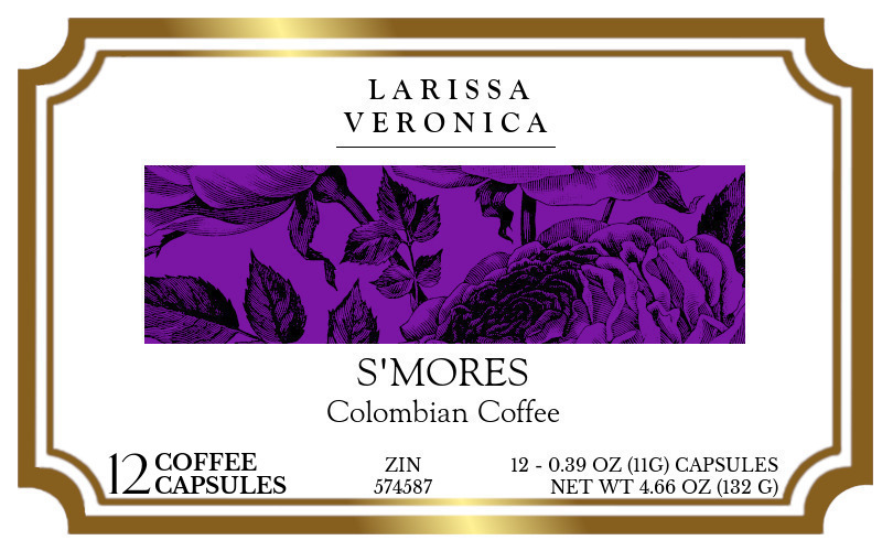 S'mores Colombian Coffee <BR>(Single Serve K-Cup Pods) - Label