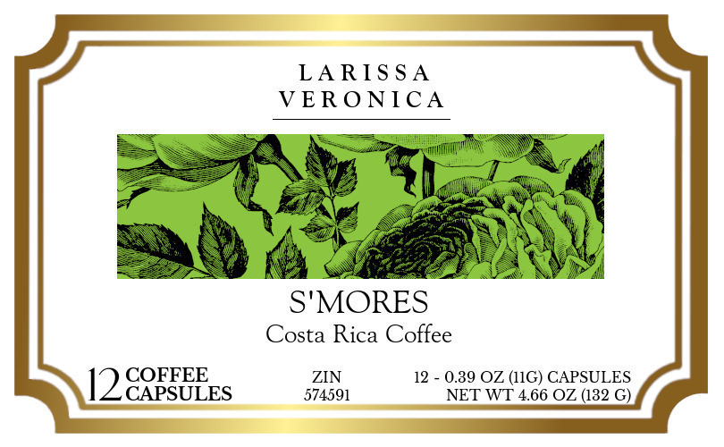 S'mores Costa Rica Coffee <BR>(Single Serve K-Cup Pods) - Label