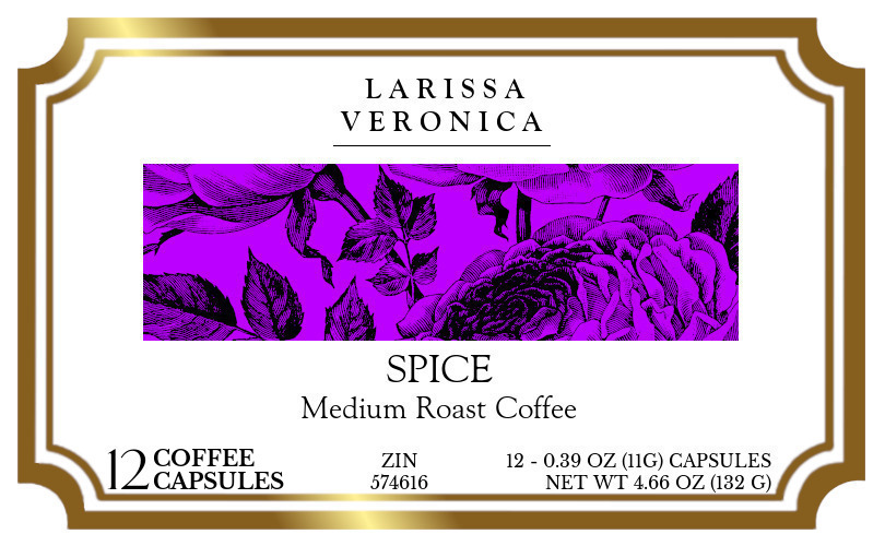 Spice Medium Roast Coffee <BR>(Single Serve K-Cup Pods) - Label