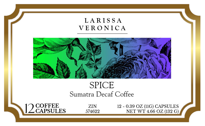 Spice Sumatra Decaf Coffee <BR>(Single Serve K-Cup Pods) - Label