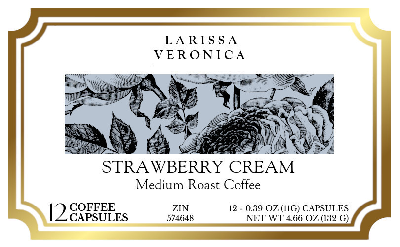 Strawberry Cream Medium Roast Coffee <BR>(Single Serve K-Cup Pods) - Label