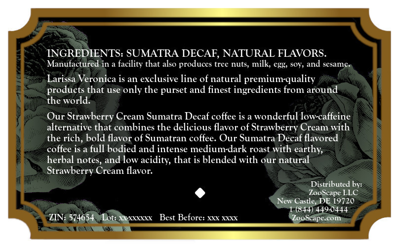 Strawberry Cream Sumatra Decaf Coffee <BR>(Single Serve K-Cup Pods)
