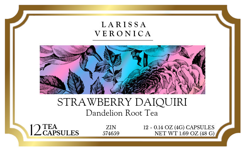 Strawberry Daiquiri Dandelion Root Tea <BR>(Single Serve K-Cup Pods) - Label
