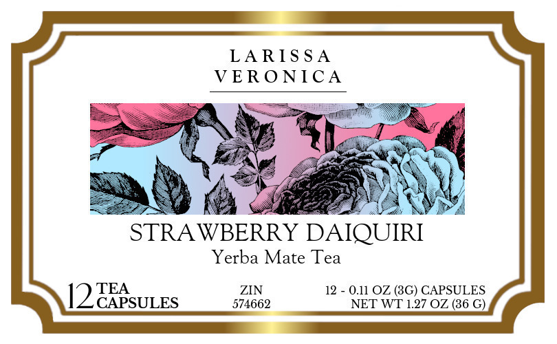 Strawberry Daiquiri Yerba Mate Tea <BR>(Single Serve K-Cup Pods) - Label
