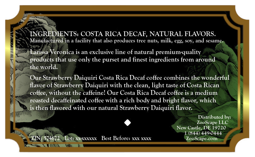 Strawberry Daiquiri Costa Rica Decaf Coffee <BR>(Single Serve K-Cup Pods)