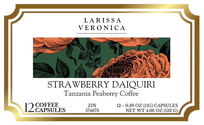 Strawberry Daiquiri Tanzania Peaberry Coffee <BR>(Single Serve K-Cup Pods) - Label