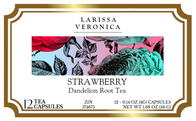 Strawberry Dandelion Root Tea <BR>(Single Serve K-Cup Pods) - Label