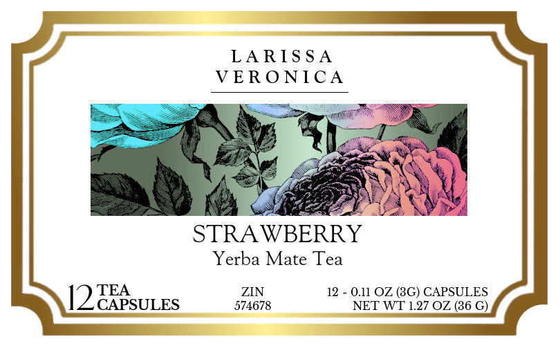 Strawberry Yerba Mate Tea <BR>(Single Serve K-Cup Pods) - Label