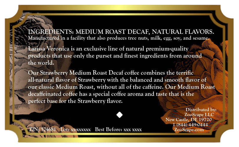 Strawberry Medium Roast Decaf Coffee <BR>(Single Serve K-Cup Pods)