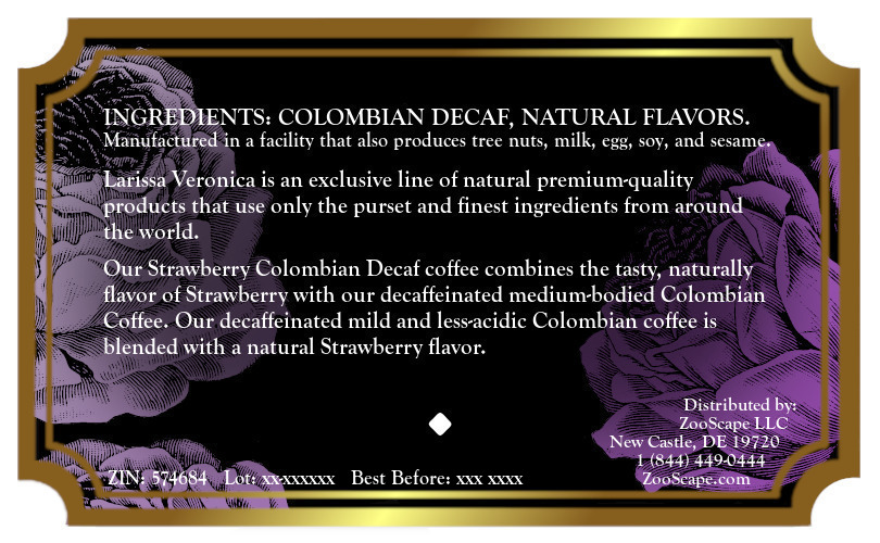 Strawberry Colombian Decaf Coffee <BR>(Single Serve K-Cup Pods)
