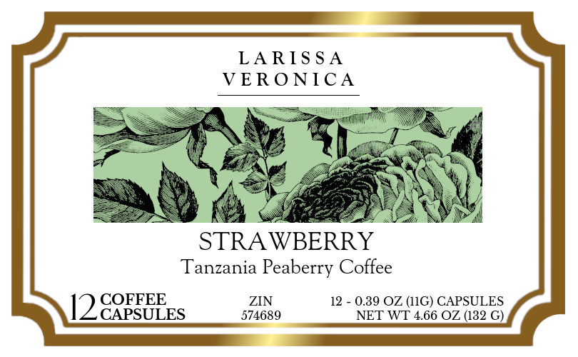 Strawberry Tanzania Peaberry Coffee <BR>(Single Serve K-Cup Pods) - Label