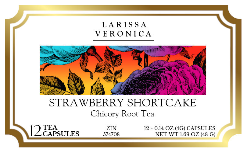 Strawberry Shortcake Chicory Root Tea <BR>(Single Serve K-Cup Pods) - Label