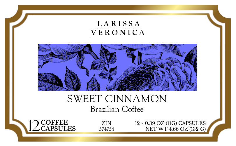 Sweet Cinnamon Brazilian Coffee <BR>(Single Serve K-Cup Pods) - Label