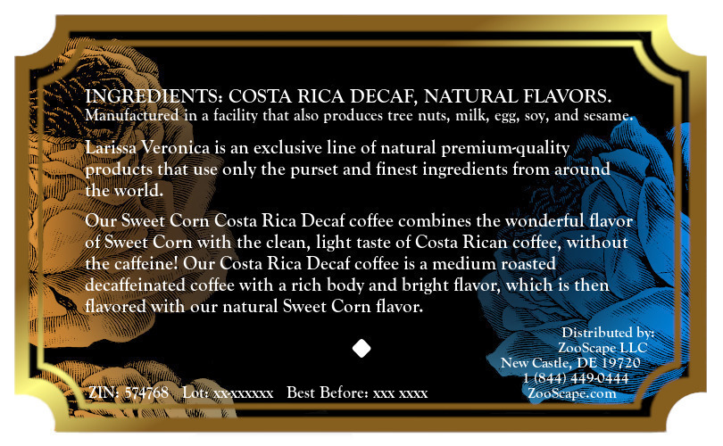 Sweet Corn Costa Rica Decaf Coffee <BR>(Single Serve K-Cup Pods)