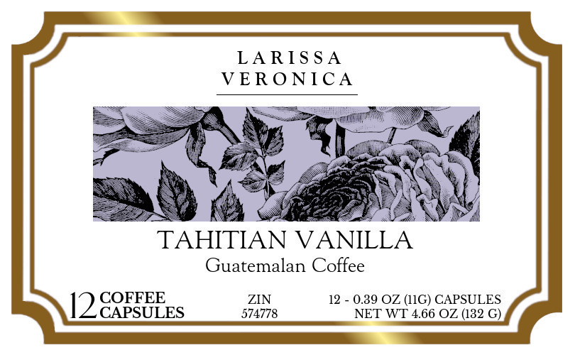 Tahitian Vanilla Guatemalan Coffee <BR>(Single Serve K-Cup Pods) - Label