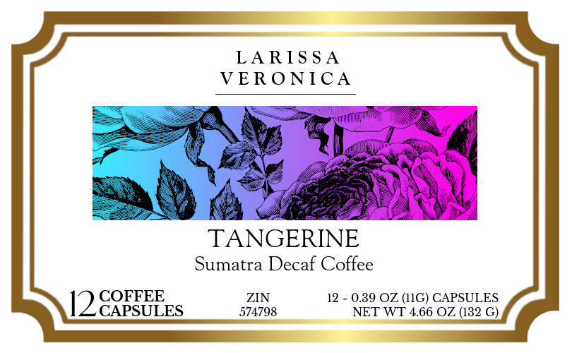 Tangerine Sumatra Decaf Coffee <BR>(Single Serve K-Cup Pods) - Label