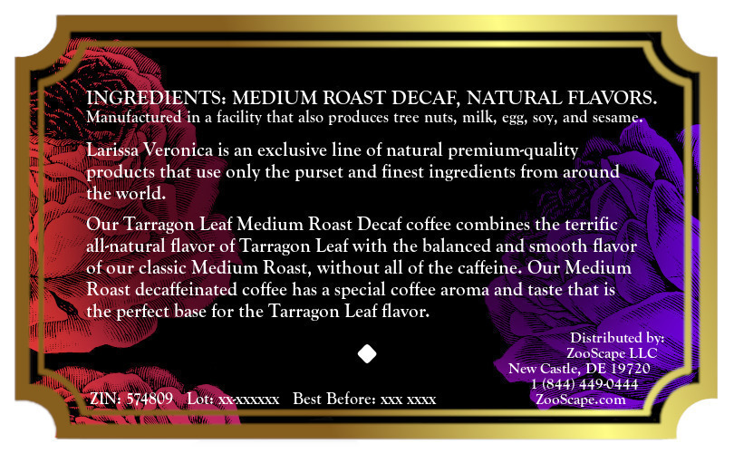 Tarragon Leaf Medium Roast Decaf Coffee <BR>(Single Serve K-Cup Pods)