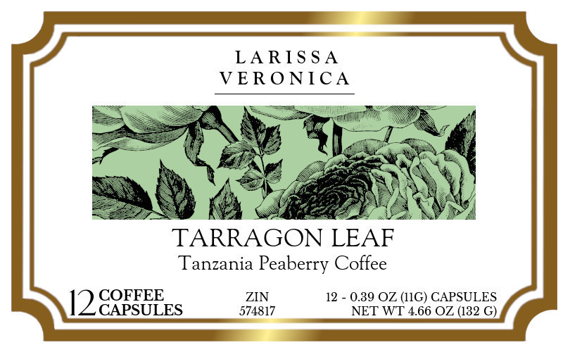 Tarragon Leaf Tanzania Peaberry Coffee <BR>(Single Serve K-Cup Pods) - Label