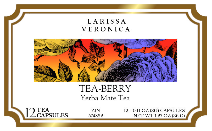 Tea-Berry Yerba Mate Tea <BR>(Single Serve K-Cup Pods) - Label