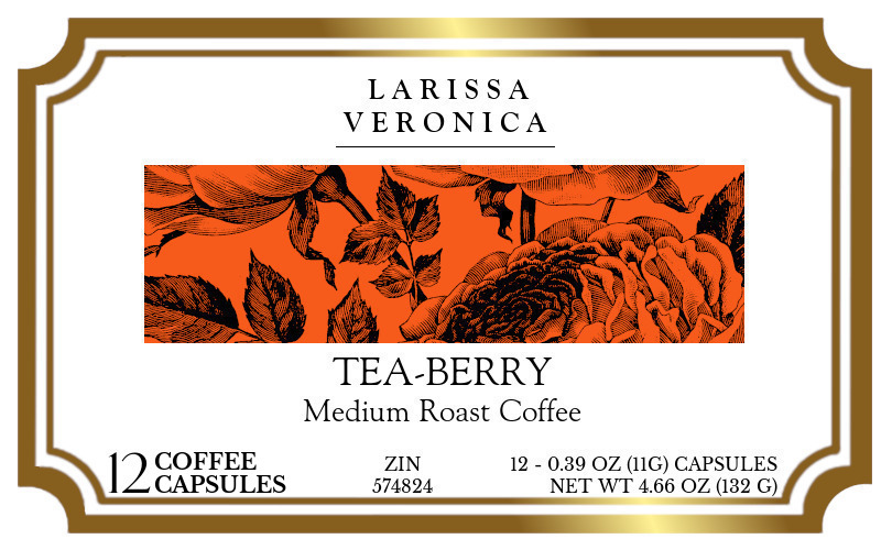 Tea-Berry Medium Roast Coffee <BR>(Single Serve K-Cup Pods) - Label