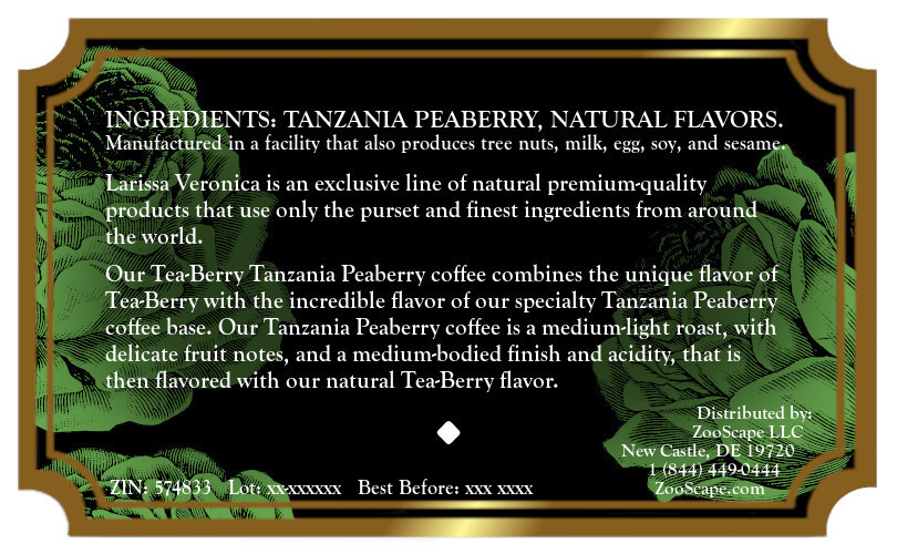 Tea-Berry Tanzania Peaberry Coffee <BR>(Single Serve K-Cup Pods)