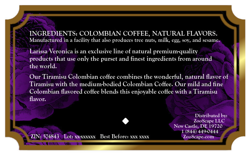 Tiramisu Colombian Coffee <BR>(Single Serve K-Cup Pods)