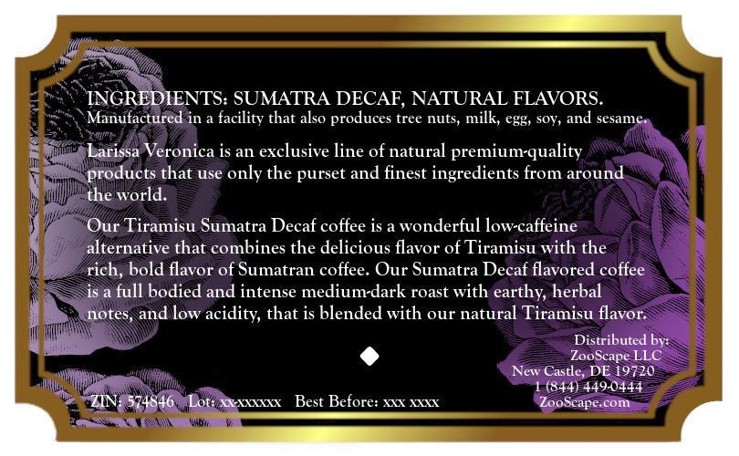 Tiramisu Sumatra Decaf Coffee <BR>(Single Serve K-Cup Pods)