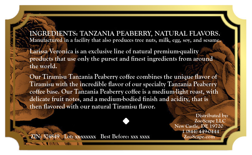 Tiramisu Tanzania Peaberry Coffee <BR>(Single Serve K-Cup Pods)