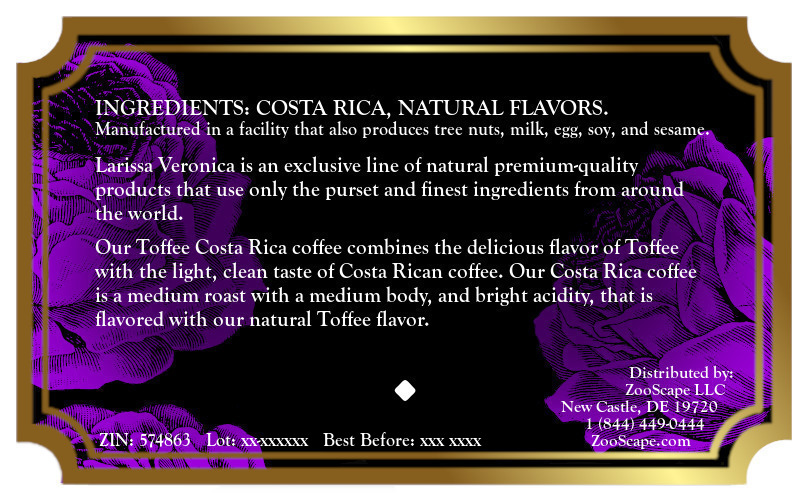 Toffee Costa Rica Coffee <BR>(Single Serve K-Cup Pods)