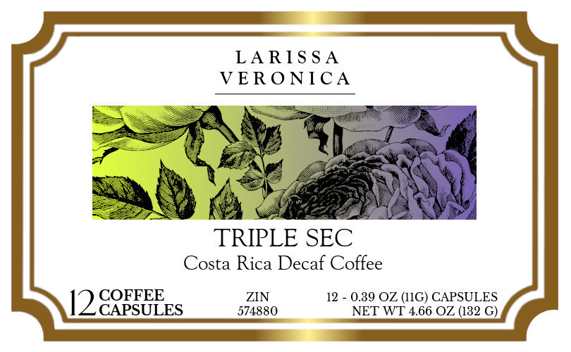 Triple Sec Costa Rica Decaf Coffee <BR>(Single Serve K-Cup Pods) - Label