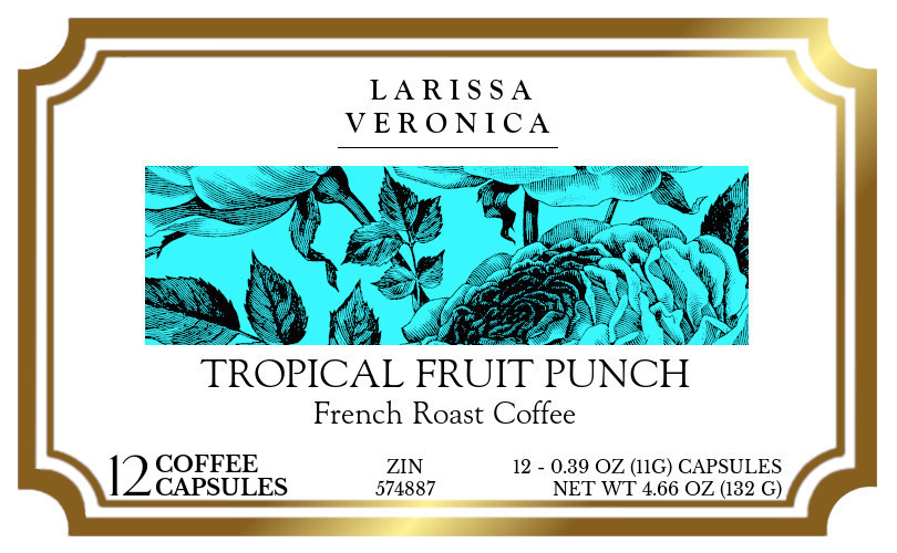 Tropical Fruit Punch French Roast Coffee <BR>(Single Serve K-Cup Pods) - Label