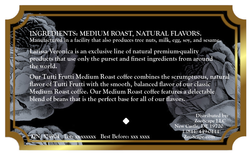 Tutti Frutti Medium Roast Coffee <BR>(Single Serve K-Cup Pods)