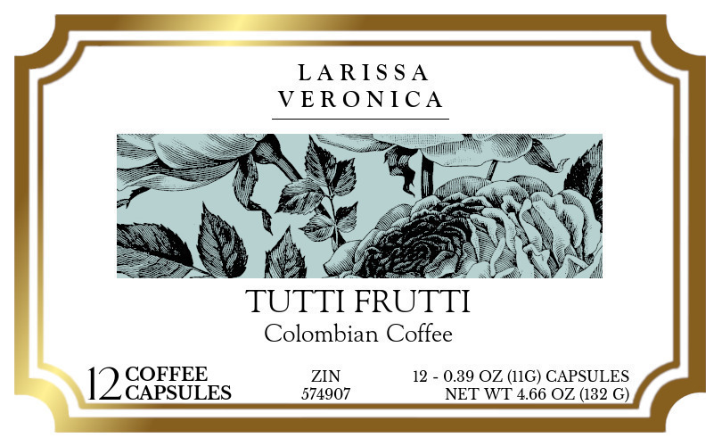 Tutti Frutti Colombian Coffee <BR>(Single Serve K-Cup Pods) - Label