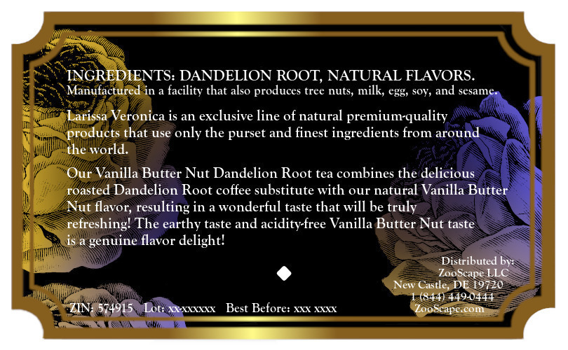 Vanilla Butter Nut Dandelion Root Tea <BR>(Single Serve K-Cup Pods)