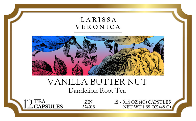 Vanilla Butter Nut Dandelion Root Tea <BR>(Single Serve K-Cup Pods) - Label