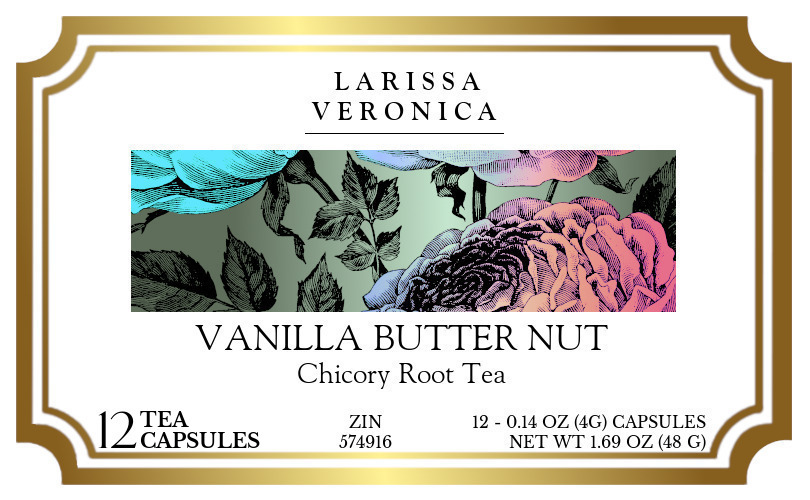 Vanilla Butter Nut Chicory Root Tea <BR>(Single Serve K-Cup Pods) - Label