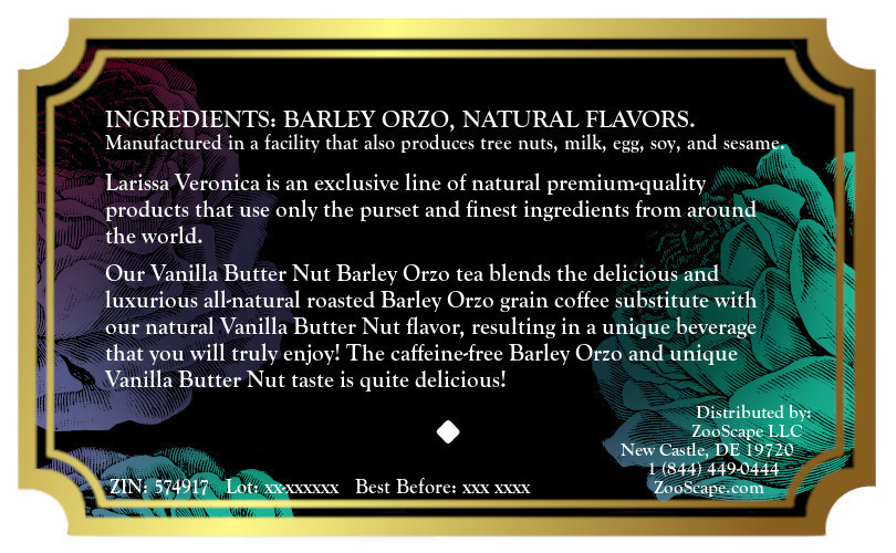 Vanilla Butter Nut Barley Orzo Tea <BR>(Single Serve K-Cup Pods)