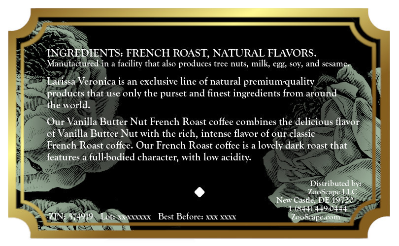 Vanilla Butter Nut French Roast Coffee <BR>(Single Serve K-Cup Pods)