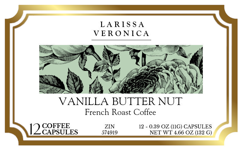 Vanilla Butter Nut French Roast Coffee <BR>(Single Serve K-Cup Pods) - Label