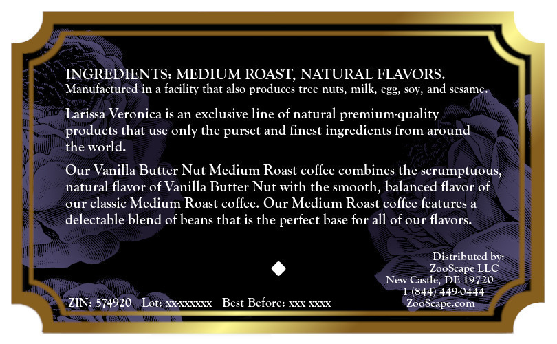 Vanilla Butter Nut Medium Roast Coffee <BR>(Single Serve K-Cup Pods)