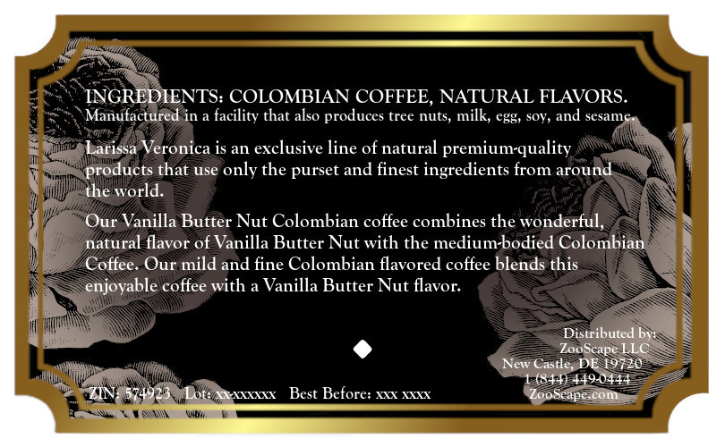 Vanilla Butter Nut Colombian Coffee <BR>(Single Serve K-Cup Pods)