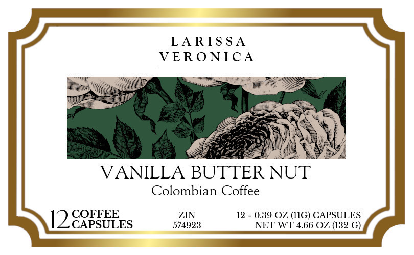 Vanilla Butter Nut Colombian Coffee <BR>(Single Serve K-Cup Pods) - Label