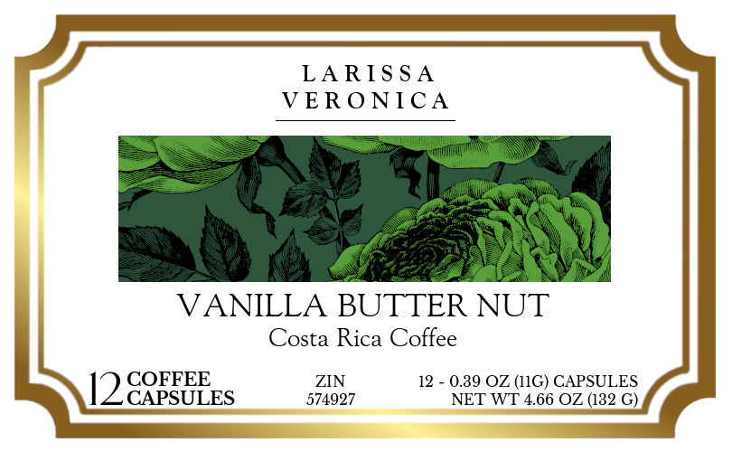 Vanilla Butter Nut Costa Rica Coffee <BR>(Single Serve K-Cup Pods) - Label