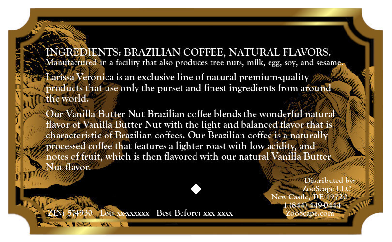 Vanilla Butter Nut Brazilian Coffee <BR>(Single Serve K-Cup Pods)