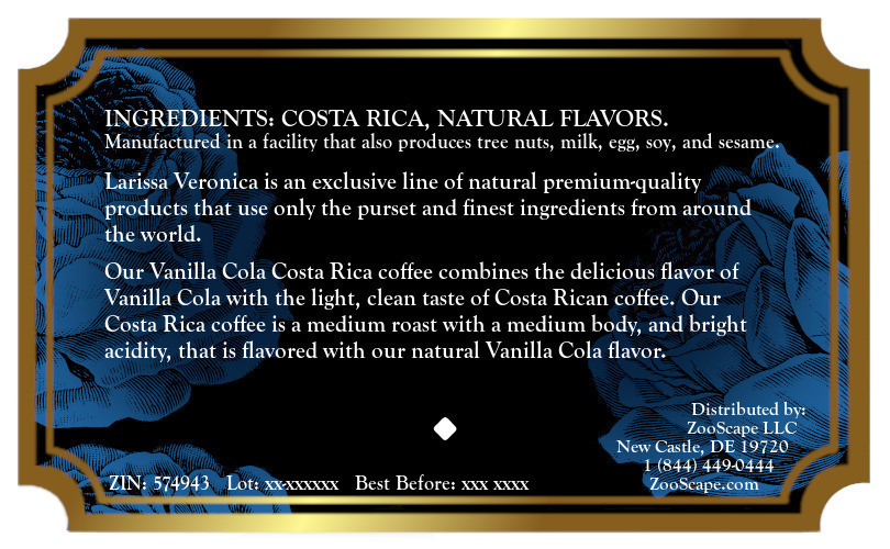 Vanilla Cola Costa Rica Coffee <BR>(Single Serve K-Cup Pods)