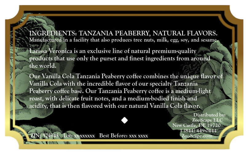 Vanilla Cola Tanzania Peaberry Coffee <BR>(Single Serve K-Cup Pods)
