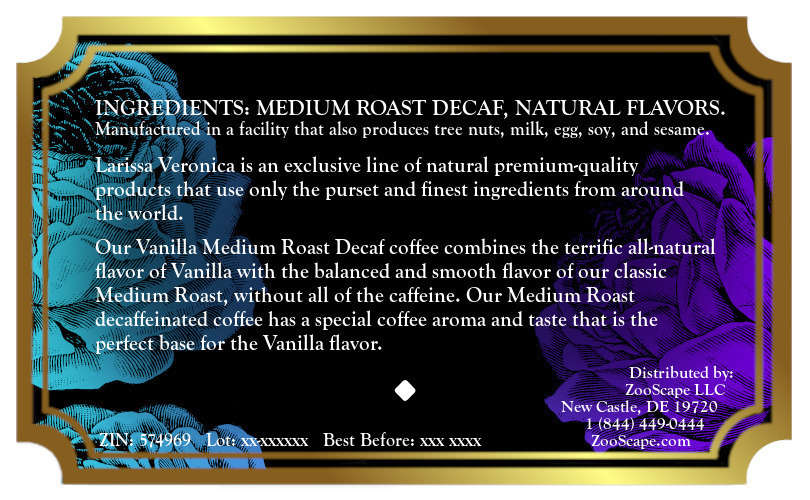 Vanilla Medium Roast Decaf Coffee <BR>(Single Serve K-Cup Pods)