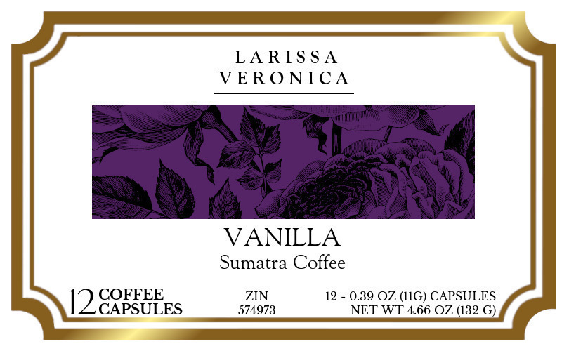 Vanilla Sumatra Coffee <BR>(Single Serve K-Cup Pods) - Label
