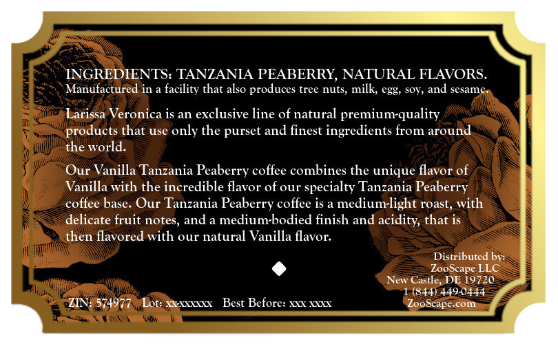 Vanilla Tanzania Peaberry Coffee <BR>(Single Serve K-Cup Pods)